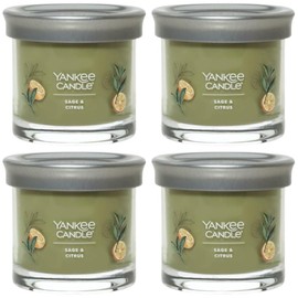 Yankee Candle Small Tumbler Scented Single Wick Jar Candle, Sage & Citrus, Over 20 Hours of Burn Time, 4.3 Ounce (Pack of 4)