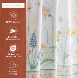 Maison d' Hermine Kitchen Curtains Sets for Windows 100% Cotton Set of Kitchen Curtains Valances for Home [2 Tiers (28"X36") and 1 Valance (56"X18")] Farmhouse, Cafe (Easter Dew)