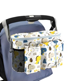 ZSMJAER Pram Organiser, Universal Pram Bag with Adjustable Shoulder Strap, Buggy Organiser Bags for Carry, Nappy, Phone, Toy Pram Accessories