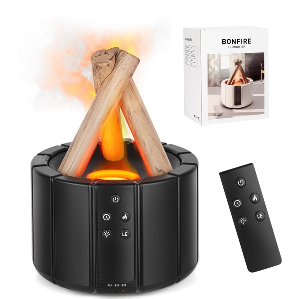FENGQ Aroma Diffuser with Flame Effect, Humidifier Essential Oils Diffuser, 3-in-1 Humidifier, Flames, Aromatherapy Humidifier, Automatic Shut-Off, Can Add Essential Aroma Oil
