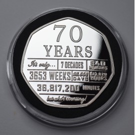The Commemorative Coin Company 70th Birthday .999 Silver Commemorative in Capsule. Unique Gift/Present. Seventieth 70 Seventy Years - 'But Who's Counting