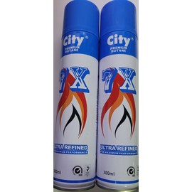 City Can Gas Refill Butane Fuel & Nozzle adapter Refined 300ml 10.14Oz Pack Of 2