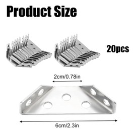 20 PCS Universal Stainless Steel Furniture Corner Connector - Heavy Duty Corner Brackets for Wood with 120 PCS Screws, Ideal for Shelf, Cabinet, Table, Chair Reinforcement