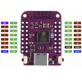 DWEII 5PCS ESP32 S2 Mini WiFi Board Based ESP32-S2FN4R2 ESP32-S2 4MB Flash Type-C Connection Compatible with MicroPython