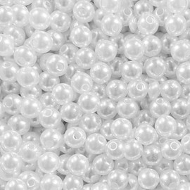 Abalorio de perlas blancas de 8 mm, 1000 piezas, redondas, para manualidades y joyería
