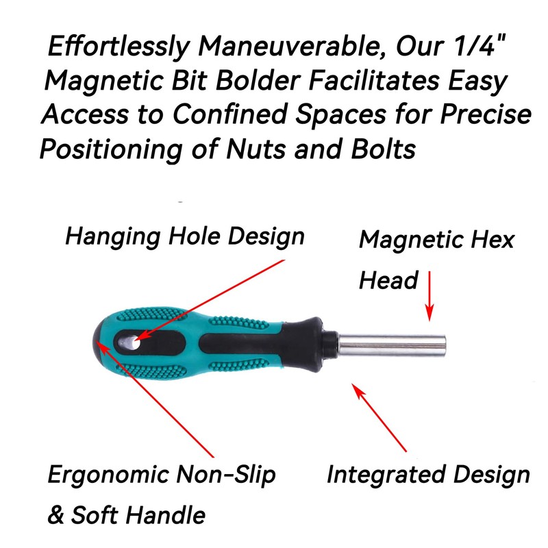 Bit Driver Handle,2 Pieces 1/4 inch Bit Driver Magnetic Screwdriver