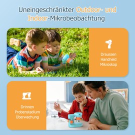 800x Microscope for Children's Handheld Microscope LED with Picture and Video Material and Photo Function, Handheld Microscope for Children