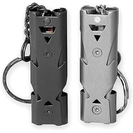 Generic 2 Pack of 2 Signal Whistles, 150 dB Stainless Steel High Decibel Whistle with Keyring for Mountain Survival Emergency Sports Lessons Outdoor Camping Fishing Hiking Hunting