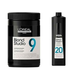 L'Oréal L'Oréal Multitechnique 9 Powder Decolorizer + 20 Volume Oxidizer, 1 unit, 500g / 로레알 로레알 멀티테크닉 9 파우더 탈색제 + 20볼륨 산화제, 1개, 500g