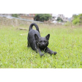 Hi-Line Gift Cat Stretching-Black, 2.64 lbs., 14.76inchL x 5.31inch W x 9.37inch H (87757-P) Orange