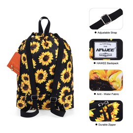 HAWEE Dry Wet Drawstring Backpack with Shoe Compartment for Women and Girls Waterproof Yoga String Bag Outdoor Sports Rucksack for Gym/Beach/Swim Pool, Sunflower A