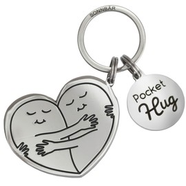 SONNBÄR Pocket Hug Keyring Stainless Steel I Gift Long Distance Relationship for Him Pocket Hug Long Distance Hug Pendant Bestie Boyfriend Gift, silver