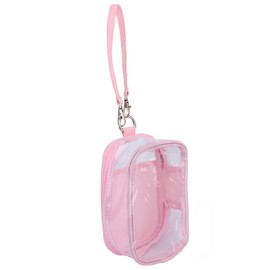 Figure Display Bag, Cute Display Carrier Storage Case PVC Keychain Pouch Clear Dustproof Protective Storage Bag with Hand Strap for Collectible Figures Plush Dolls (Pink)