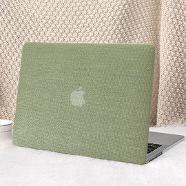 Seorsok Compatible with MacBook Pro 16 inch Case 2024-2021 M4 M3 M2 M1 A3403 A3186 A2991 A2780 A2485 Touch ID,Elegant Leather Plastic Hard Shell Case with Transparent Keyboard Cover,Green Woven