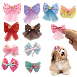 DHER 10 Pieces Dog Hair Clips Pet Hair Bows Pet Hair Clips Small Animal Hair Clips Super Cute Dog Headdress Cute Cat and Dog Party Supplies (D)