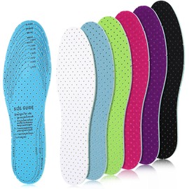 6 Pairs Shoe Insoles Women Thin Breathable Shoe Pads Inserts Ultra Soft Cushioning Walking Double Layer Latex Insoles with Holes Fit in Any Unisex, Men 7-11 Woman 2-8(Bright Colors)