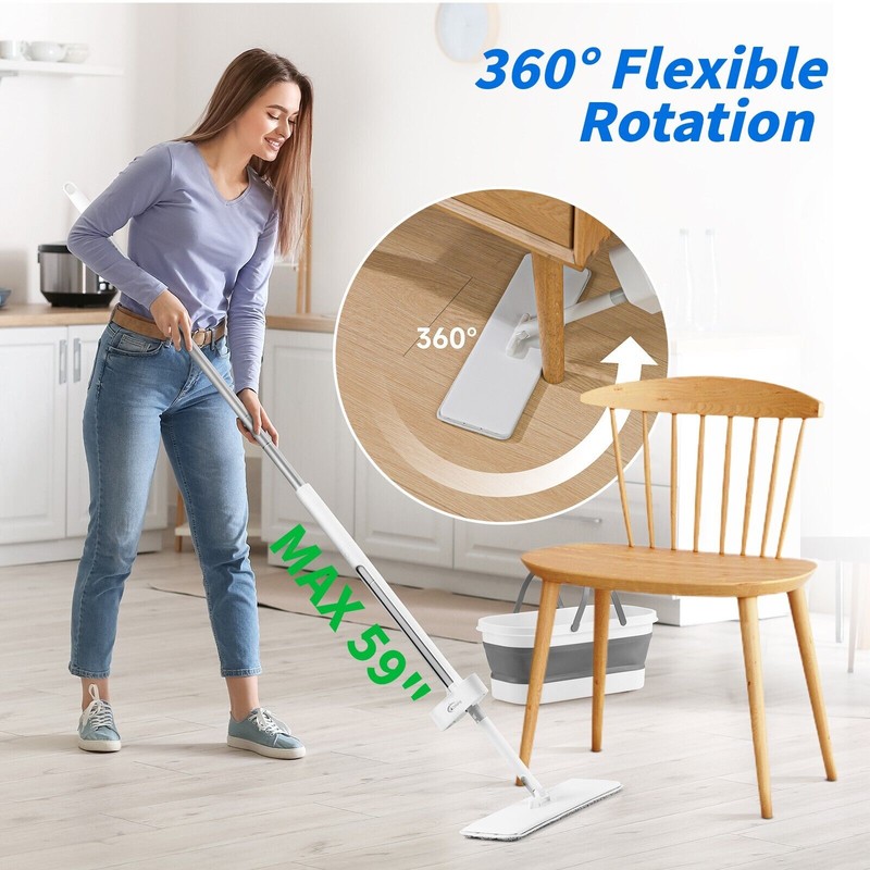 oshang Flat Mop and Foldable Bucket Set. Mops for Floor