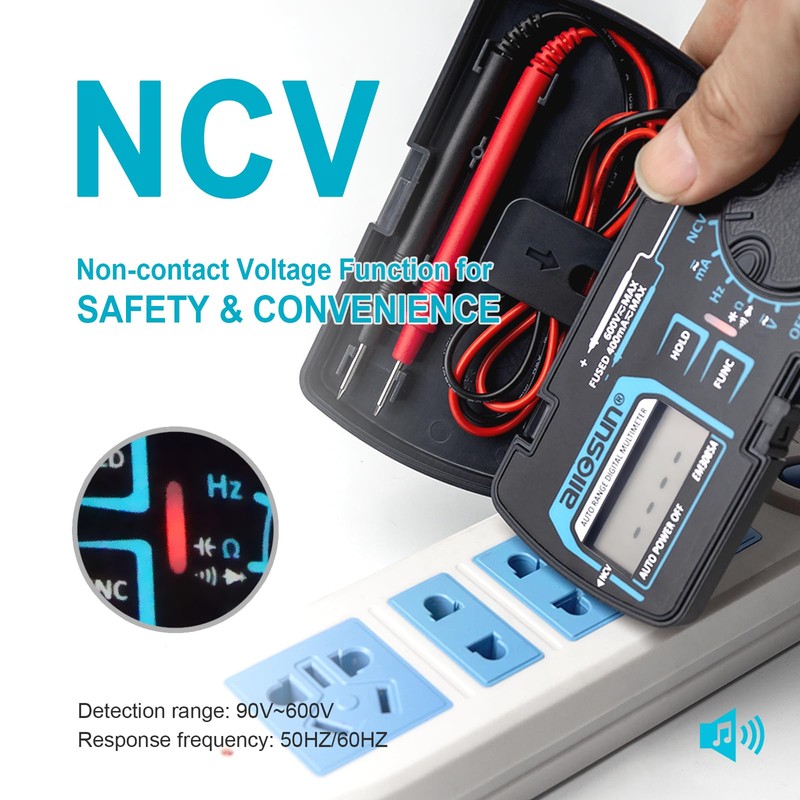 ALLOSUN Digital Multimeter Pocket Size DC AC Voltage Current Tester