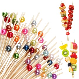 200 PCS Cocktail Sticks Bamboo Cocktail Sticks Skewers for Drinks Desserts Wedding Party Fancy Toothpicks Use for Appetizers Skewers Sandwich Burgers Fruit Party Decoration