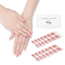 DANNI & TONI Semi Cured Gel Nail Strips (Tipsy) Ombre Gel Nail Stickers Glossy Nail Strips 28 Stickers
