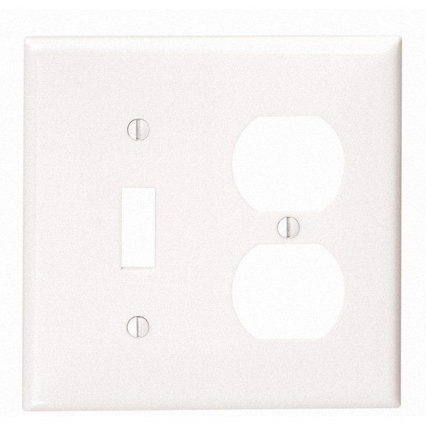 Leviton 80705-W 2-Gang 1-Toggle 1-Duplex Device Combination Wallplate, Standard Size,