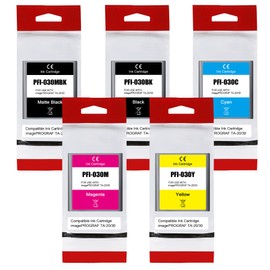 CLREEGRI PFI-030 Pigment Ink Cartridge PFI030BK PFI030MBK PFI030C PFI030M PFI030Y Ink Pack Compatible with imagePROGRAF PRO TA-20 TA-30 TA20 TA30 (Matte Black/Black/Magenta/Cyan/Yellow, 5-Pack)