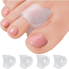 XTYAU Gel Toe Separators for Overlapping Toes, 4 PCS Bunion Big Toe Straighteners, Thumb Tail Finger Ring Nursing Pad Split Toe Corrector Fixator for Hallux Valgus, Correctior Hammer Toe Relieve Pain (white)