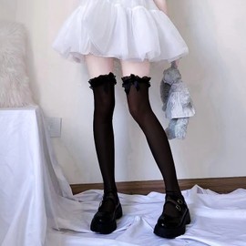 SHUCLASS Knee High Socks, Knee High Socks with Lace, Lolita Style, Cute, For Cosplay and Uniforms, Over the Knee Socks, For School Commutes, Below The Knee, Beautiful Leg Socks, Socks, High Socks with