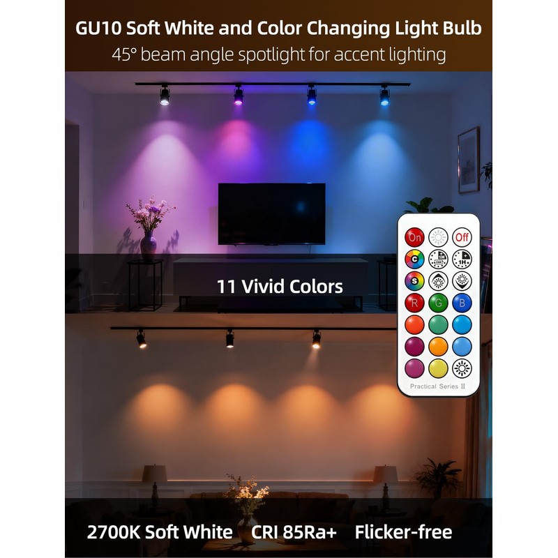 ILC GU10 LED Light Bulb, 40 Watt Equivalent Color Changing