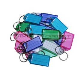 20pc Key Tags Tough Plastic Key Tags with Split Ring & Label Window, 5 Colors with plastic box