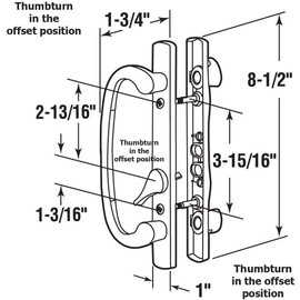 TechnologyLK STB Sliding Glass Patio Door Handle Set with Mortise Lock, White, Non-Keyed, 3-15/16" Screw Holes | The Latch Lever is Located Off-Center