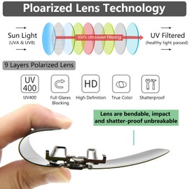 CAXMAN - anteojos de sol polarizadas con clip para hombres y mujeres, protección UV, Gris