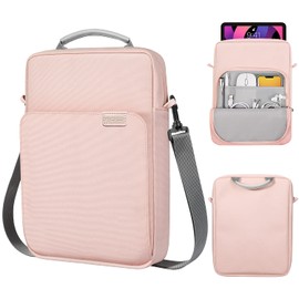 MoKo Tablet Case with Shoulder Strap & Handle, Multiple Compartments, pink