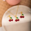 Cykdohy Sweet Cherry Earring Pendant Necklace Cute Set for Women