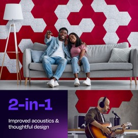 Ekkogo Ekkogo Acoustic Panels 12-Pack Soundproof Wall Panels 12"X10.4"X0.4" Sound Panels High Density Sound Dampening Panels - [Candy Red Hexagon]