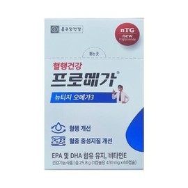 Chong Kun Dang Health Promega Newtage Omega 3 430mg 60 capsules 1 box VKS / 종근당건강 프로메가 뉴티지 오메가3 430mg 60캡슐 1박스 VKS