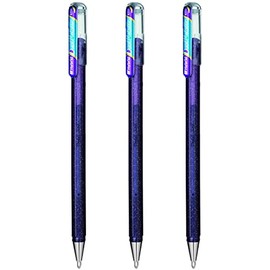 Pentel Hybrid - Dual Metallic - Liquid Gel Rollerball Pens - K110 - Violet & Metallic Blue Ink - Pack of 3