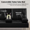 OUUI Futon Sofa Bed Modern Faux Leather Couch, Convertible Folding