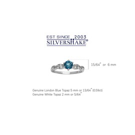 Silvershake Genuine London Blue Topaz White Gold Plated 925 Sterling Silver Engagement Ring Size 9