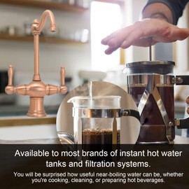 Akicon Two-Handles Copper Drinking Water Filter Faucet, Dual Lever Hot and Cold Water Faucet for Instant Hot Water Tank Dispenser & Filtration System (Classical Style)
