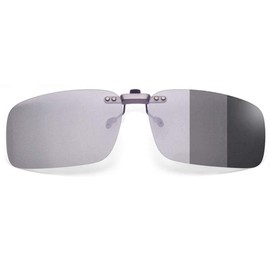 KANGYONG Polarized Clip-on Sunglasses, Fixed Type, Sunglasses, Clip, Compatible with Glasses, For Cars, During Daytime, UV 400 Protection, Fixed Type - Color Changing Dimmable Lens