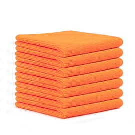 Pack of 10 Microfibre Cleaning Cloths 25 x 25 cm Orange All-Purpose Cloths Soft Cleaning Cloth Microfibre Cloths Absorbent Kitchen Towels Tea Towels Lint-Free Washable Cleaning Cloths for Home Car