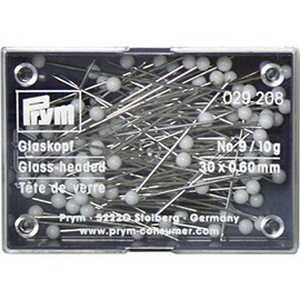 Prym 029208 Glass Head Pins, 0.60 x 30 mm, White, 10 g