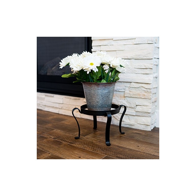 Achla Designs Patio Flower Pot Plant Stand, 8-in H Black