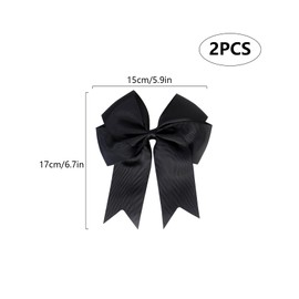 2 Pack 6 inch Bow Hair Clips, Large Hair Bow Hair Barrette Clips for Women Girls, Black Hair Bows