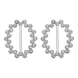 uxcell 2pcs Silk Scarf Ring Clip, Rhinestone Round Small T-Shirt Ties Clips Kit Clothes Corner Knotted Button Waist Buckle Wrap Holder for Women Shawl Shirts Clothing, Silver