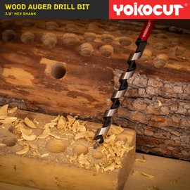 1-1/2"x 12" Auger Drill Bit for Wood, Hex Shank 3/8 Inch, Wood Boring Drill Bits, Ship Auger Long Drill Bit for Soft and Hard Wood, Plastic, Drywall Tree Stump and Composite Materials