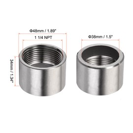 MECCANIXITY Weld Coupling 304 Stainless Steel 1 1/4 NPT Female Half Threaded Weldable Pipe Fuel Tank Bung Fittings Connector