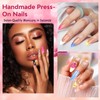 Tesytto Handmade Press-On Nails 10PCS - Trendy Almond French Tips,