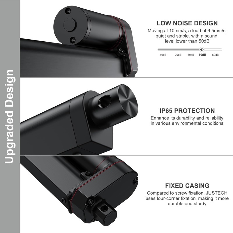 Justech 12V Heavy-Duty Linear Actuator 330LBS/1500N-12inch/300mm Silent IP65 Electric Actuator